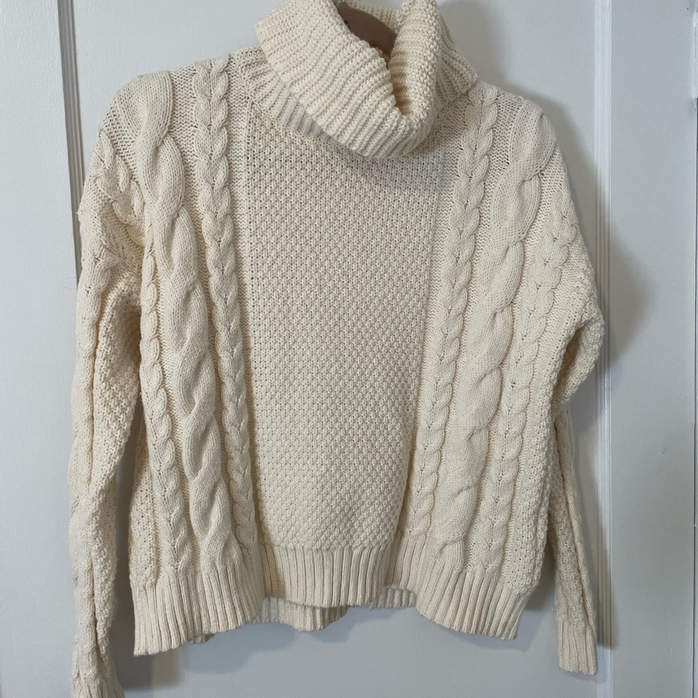 Madewell cable knit turtleneck sweater